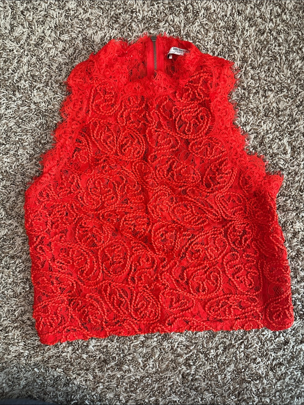 Zara Vibrant Red Lace Halter Camisole